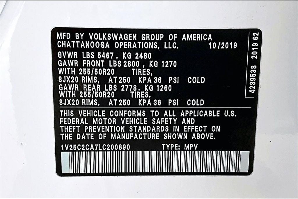 2020 Volkswagen Atlas Cross Sport 2.0T SE w/Technology