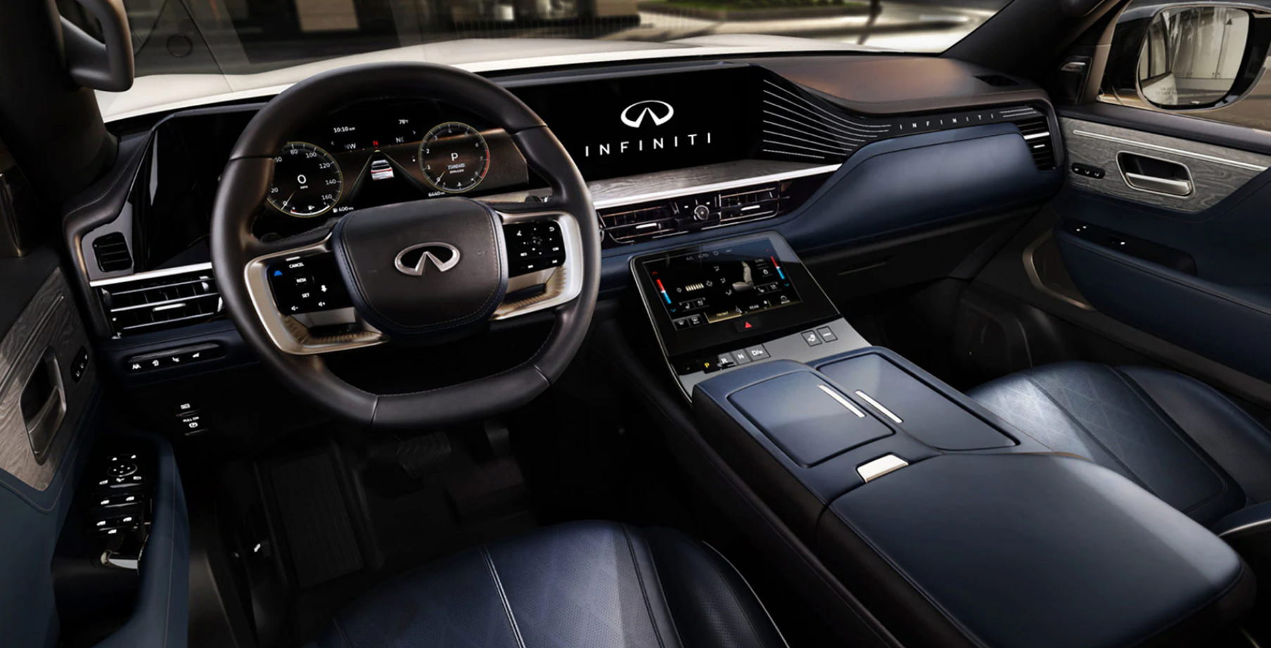 2026 INFINITI QX80 dual 14.3-inch display dashboard and technology at Coulter INFINITI Mesa AZ
